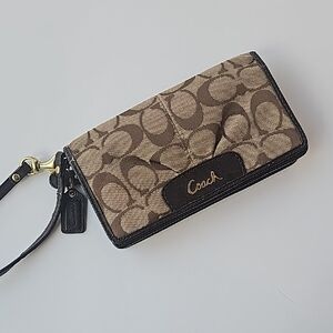 Coach Brown Signature Wristlet